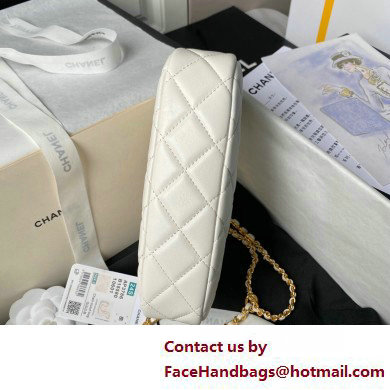 Chanel Shiny Crumpled Calfskin, Resin  &  Gold-Tone Metal Clutch with Chain Bag AP3786 White 2025